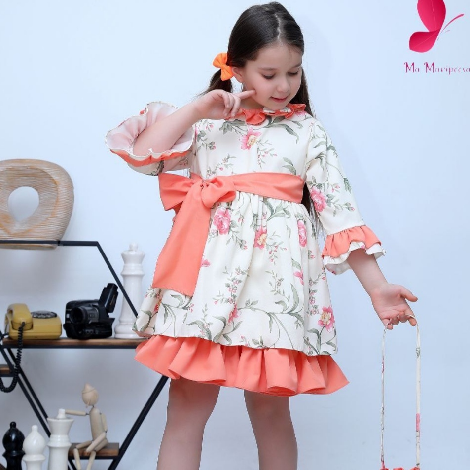 پیراهن گلی دخترانه جنس چهارفصل آستر دوزی تمیز کپی