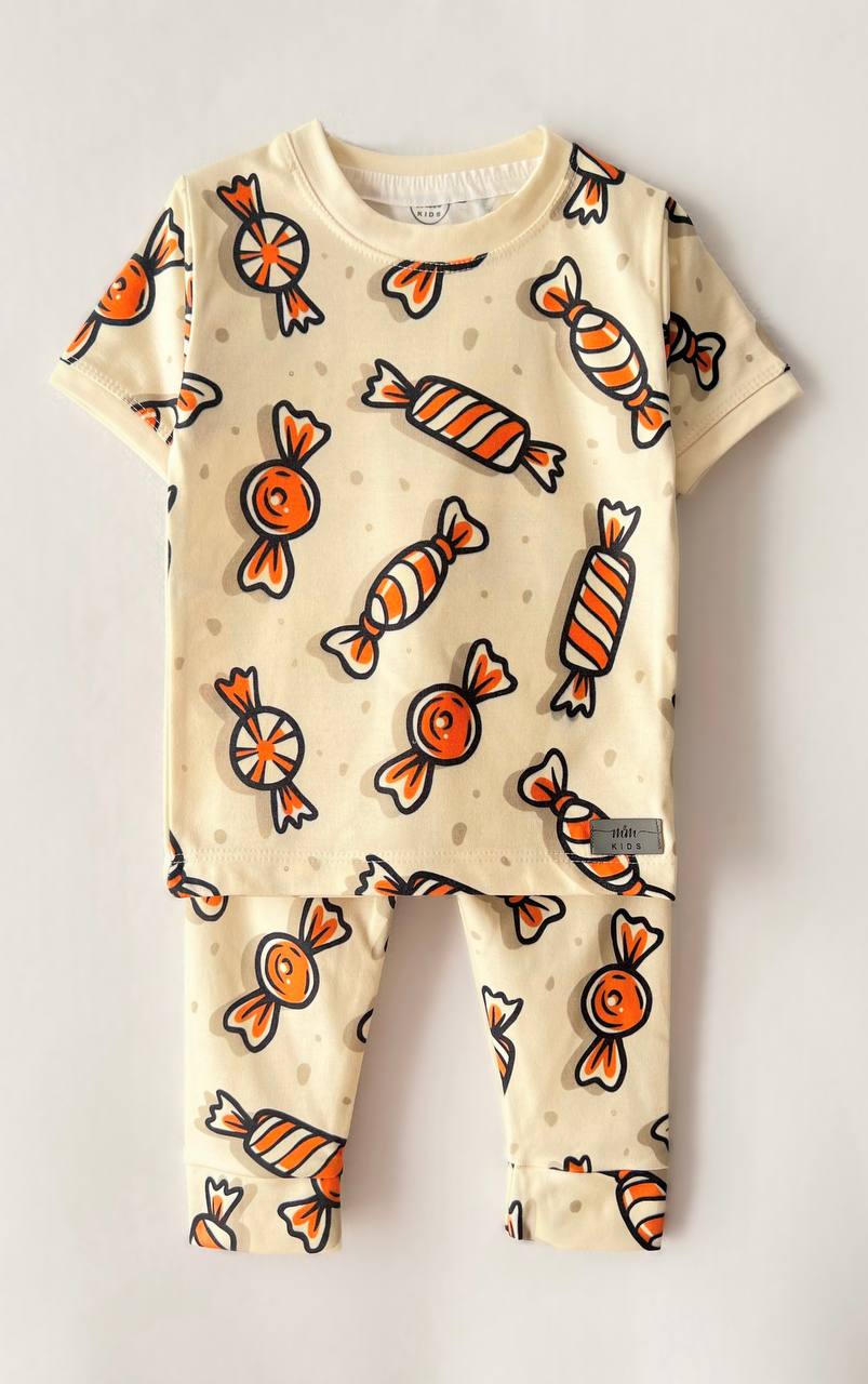 تیشرت شلوار پنبه ای طرح شکلات