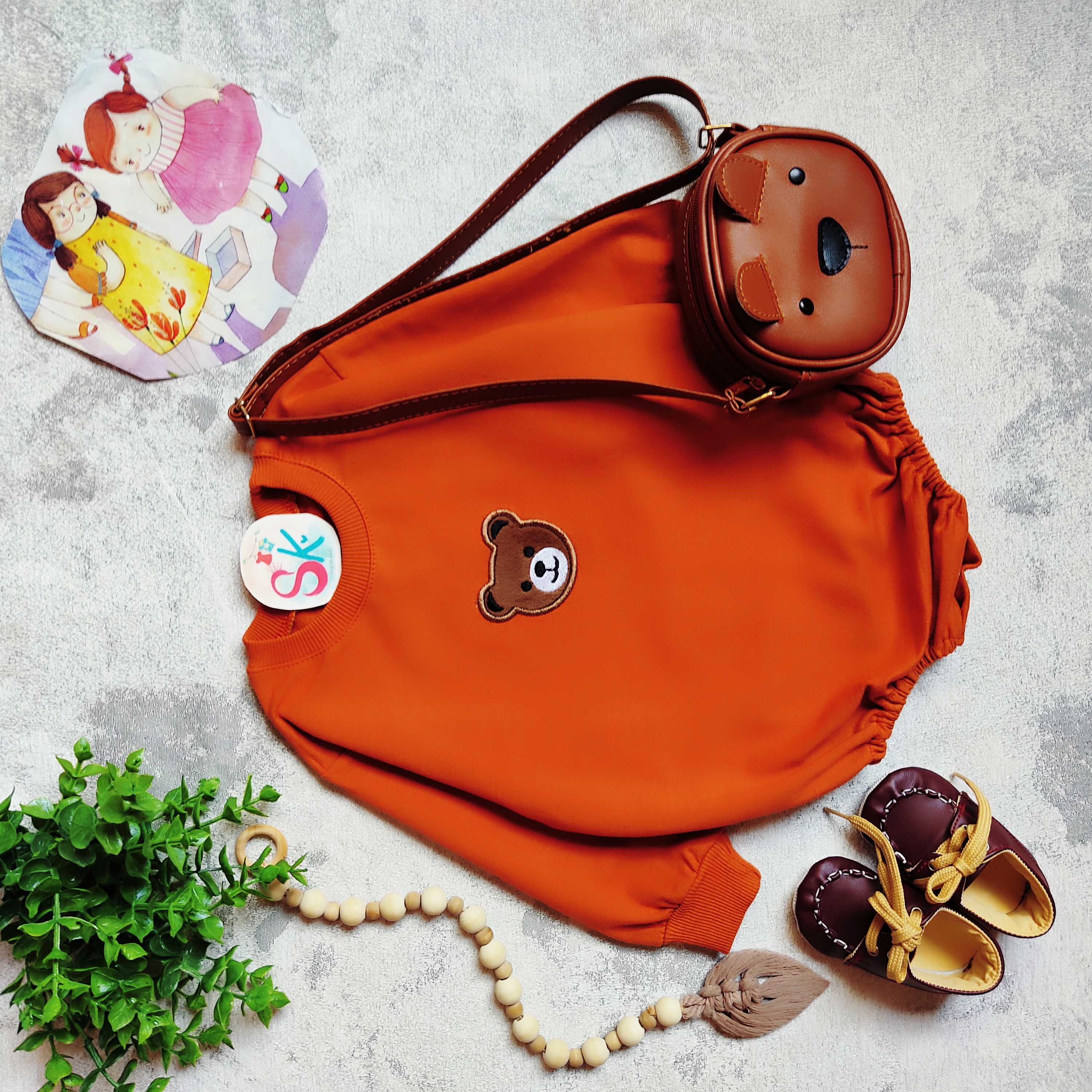 بادی زیر دکمه اسپرت تدی نخ پنبه آستین بلند