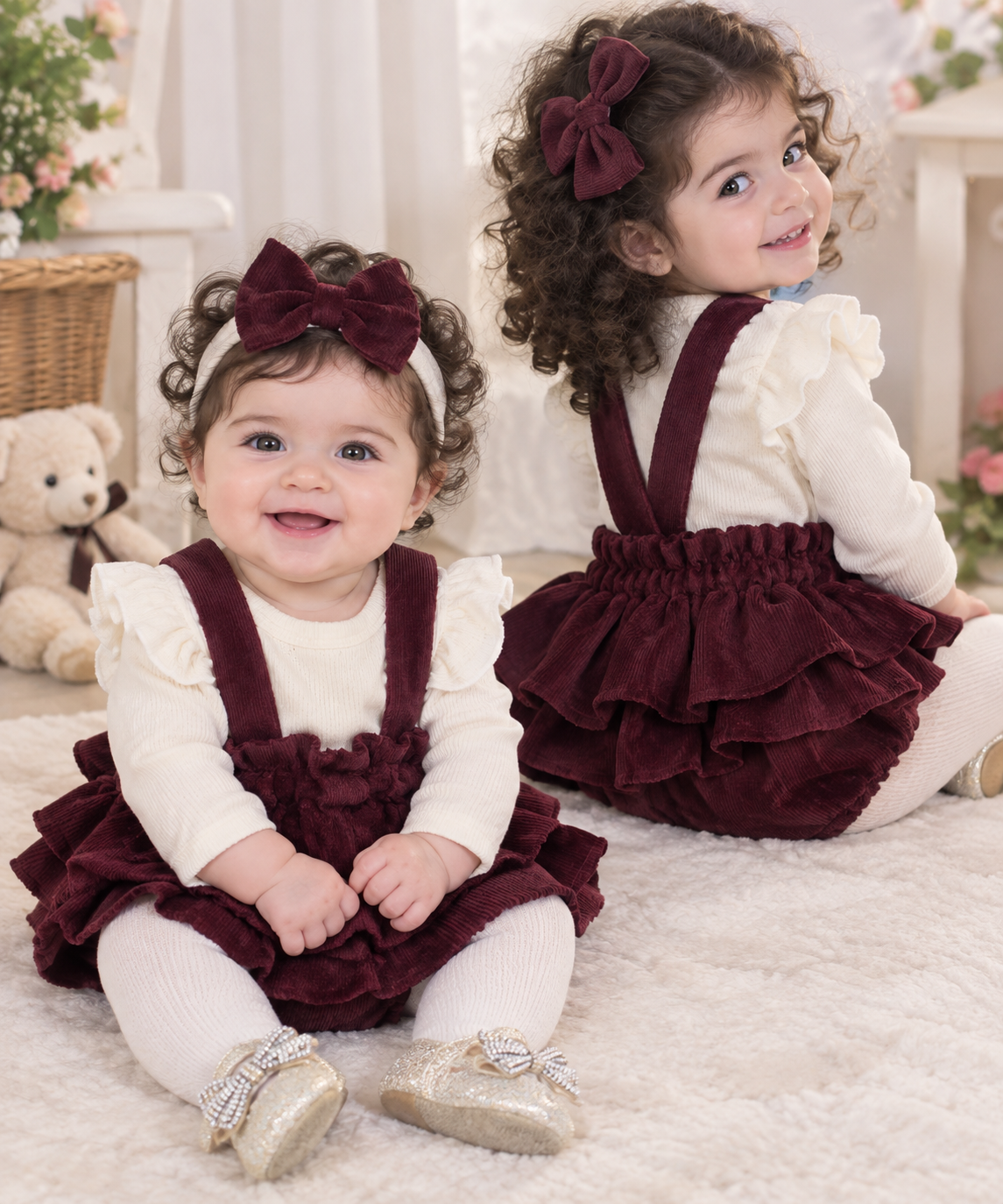 ست سه تیکه بیلرشورتی چین دار بلوز وهدزرشکی بادمجونی